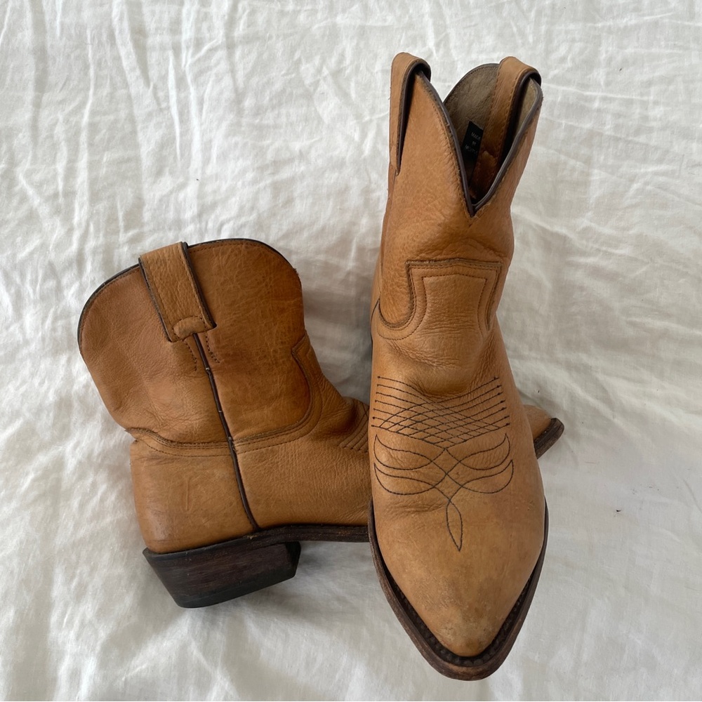 Tan Leather Frye Cowboy Boots